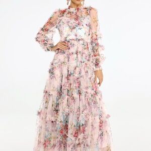 Elegant Floral Maxi Dress in Pink